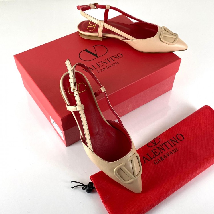 VALENTİNO GARAVANİ VLOGO FLAT SANDALS BEJ